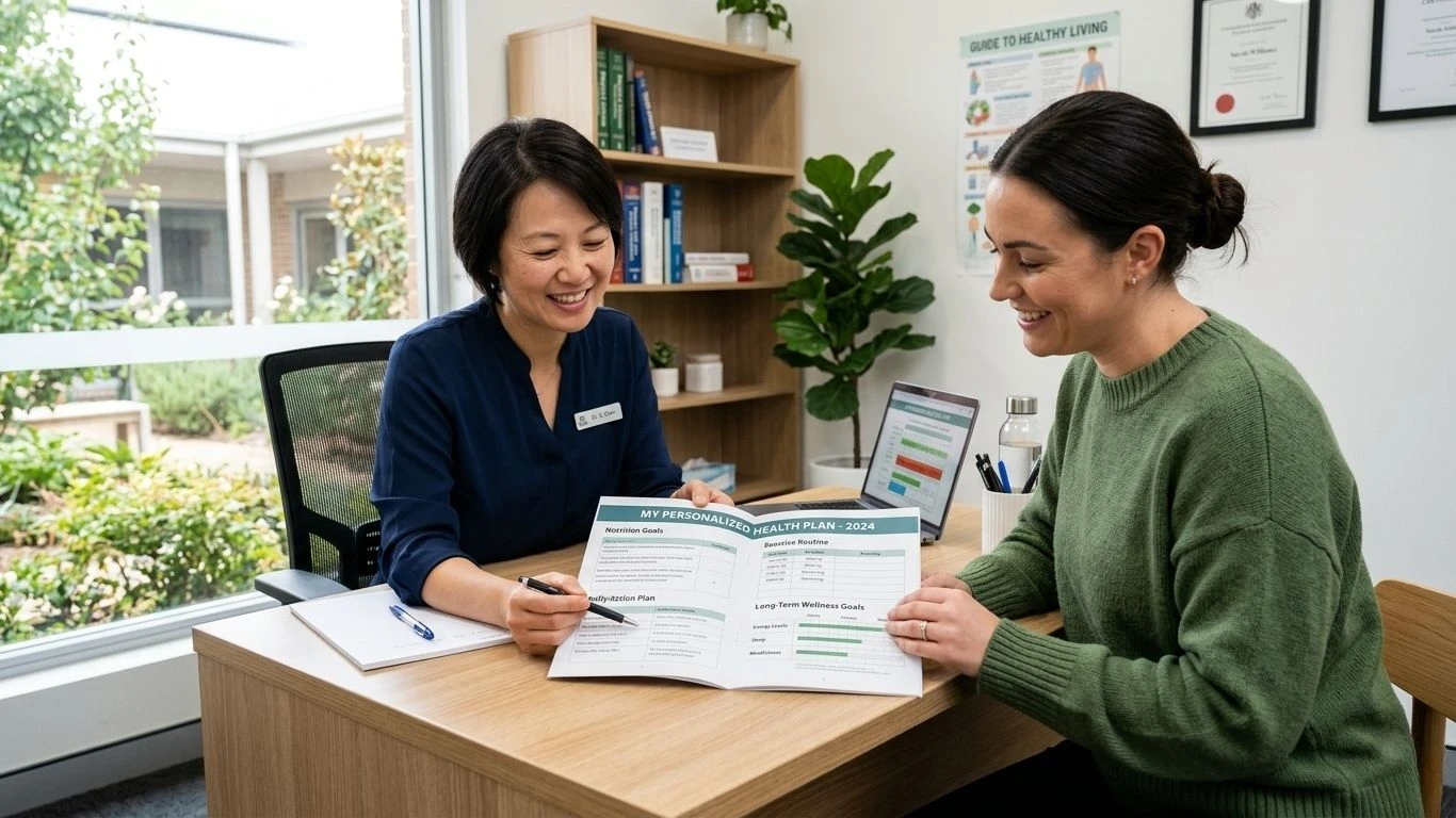 Doctor conducting a medical and metabolic assessment for weight management.