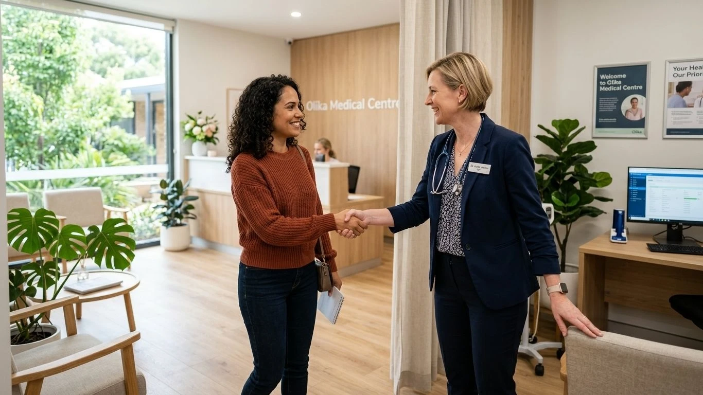 Woman attending her first medical weight loss consultation in Canberra.